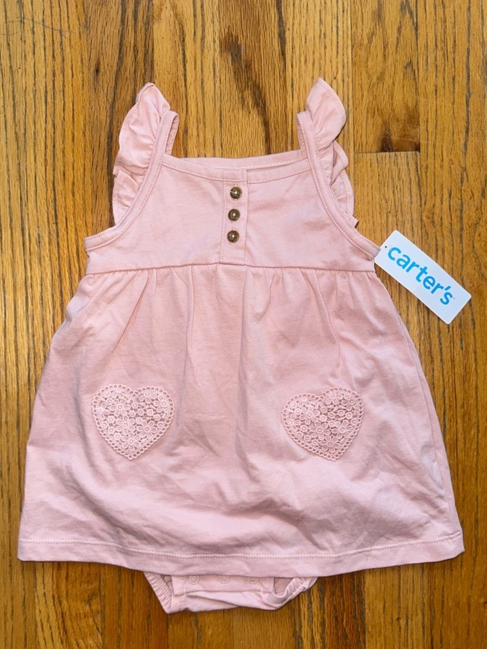 Carter's Light Pink Baby Dress with Crochet Hearts